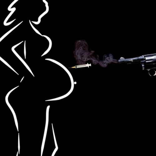 Gun-Firing-Vaccine-Bullet-at-Pregnant-Woman1